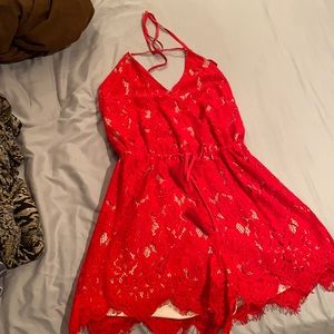 red lace romper